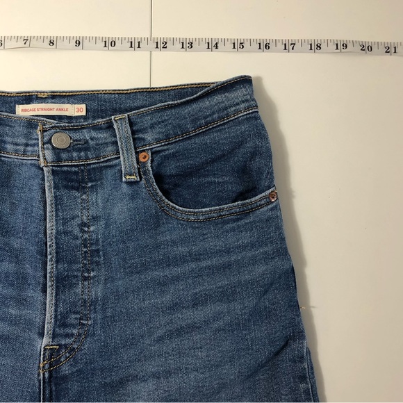 Levi’s Ribcage Straight Ankle Jeans Blue Size 30x27 - Picture 4 of 9